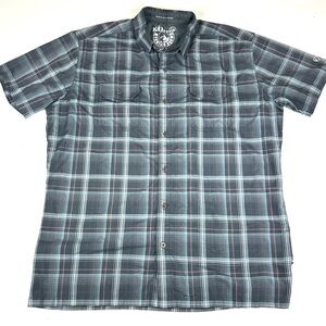 Kuhl Eluxur Mens Button Up Short Sleeve Shirt Sz Large Hiking Outdoors Plaid